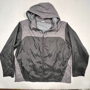 Columbia Glennaker Lake II‎ Rain Jacket Black Gray Hooded Full Zip Men's XXL 2XL